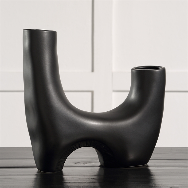 Doppio Indoor Ceramic Vase Matte Black