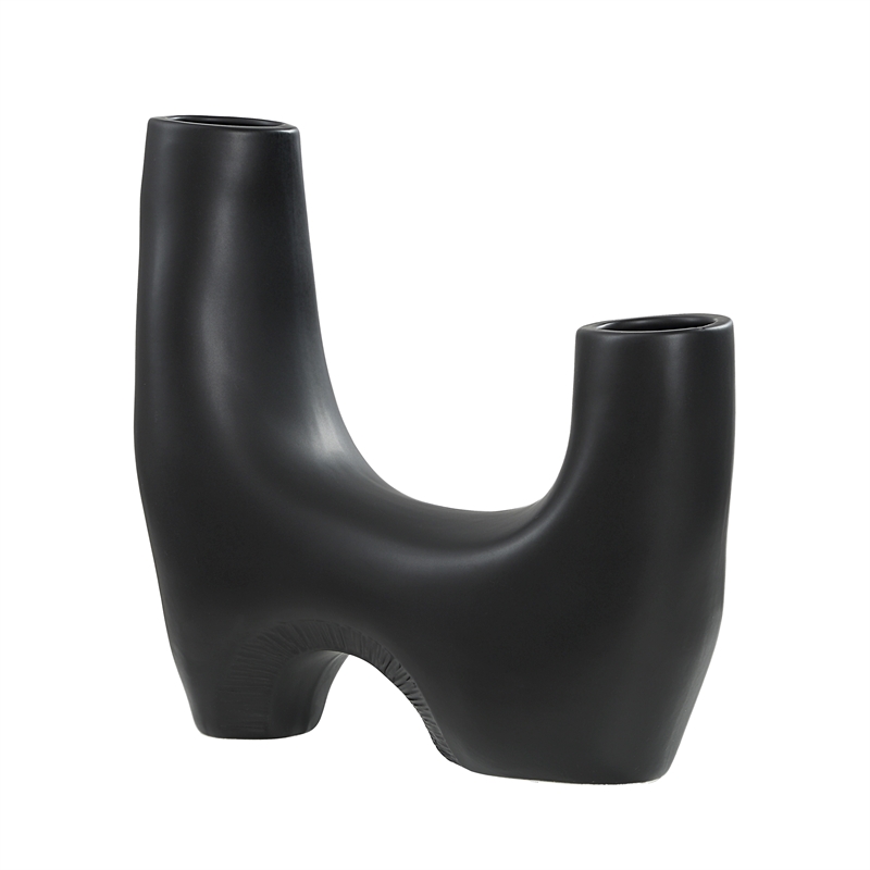 Doppio Indoor Ceramic Vase Matte Black