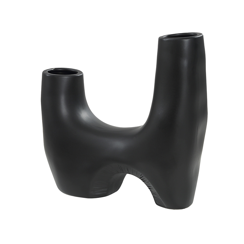 Doppio Indoor Ceramic Vase Matte Black