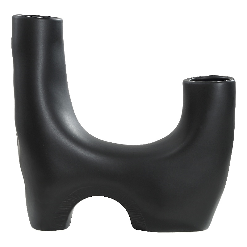 Doppio Indoor Ceramic Vase Matte Black