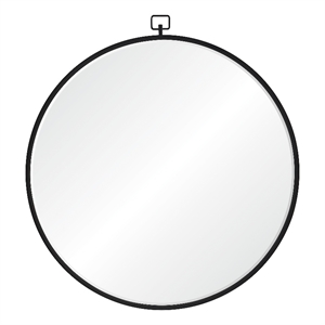 Rayden 38.5&quot Tall Round Wall Mirror Black