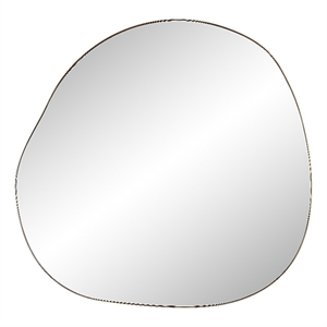 Peony 45&quot Tall Irregular Round Mirror Burnished Brass