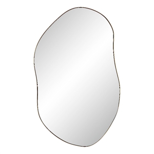 Noria 45&quot Tall Irregular Rectangular Oval Mirror Burnished Brass