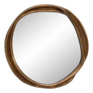 Reava 40&quot Tall Round Glass Mirror Gold-Bronze