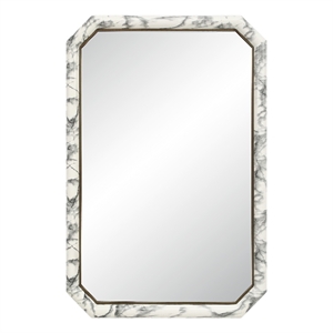 Venus 36&quot H x 24&quot W Wall Mirror White Marble Hydro Dip