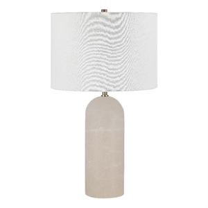 Ixia 25&quot Tall Plated Antique Brushed Brass Iron Table Lamp with Linen Shade Cream