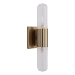 Chiara 15.75&quot Ribbed Clear 2-Light Wall Sconce
