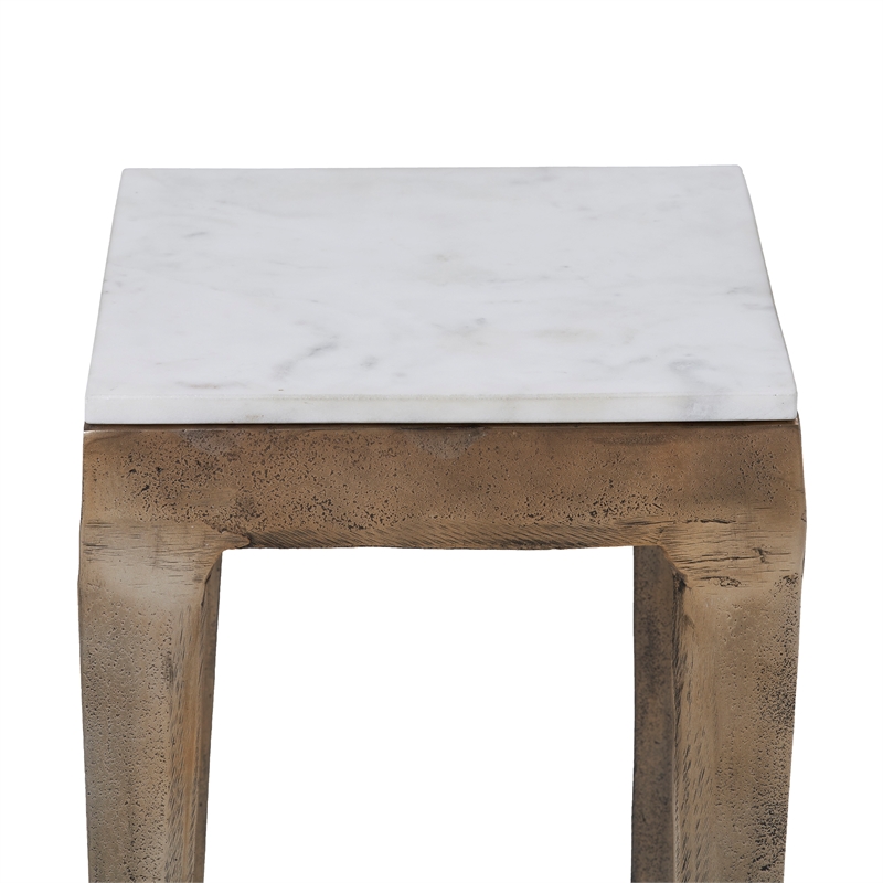 Abby Indoor Cast Aluminum Side Table Antique Brass