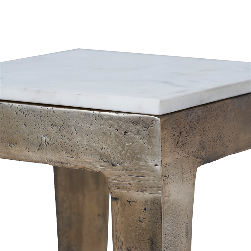 Abby Indoor Cast Aluminum Side Table Antique Brass
