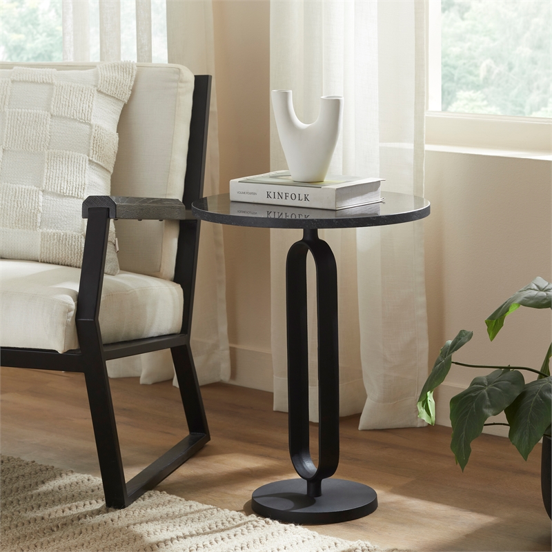 Eryx Indoor Cast Aluminum Side Table Matte Black