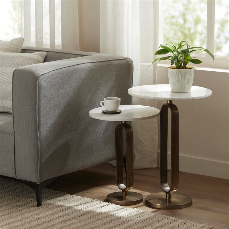 Irene Indoor Cast Aluminum Side Table Antique Brass