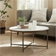 Renwil Pearse Cast Aluminum Indoor Coffee Table in White/Antique Brass