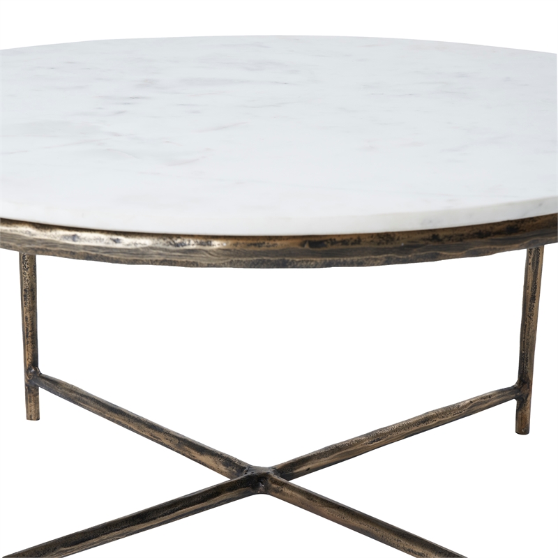 Pearse Indoor Cast Aluminum Coffee Table Antique Brass