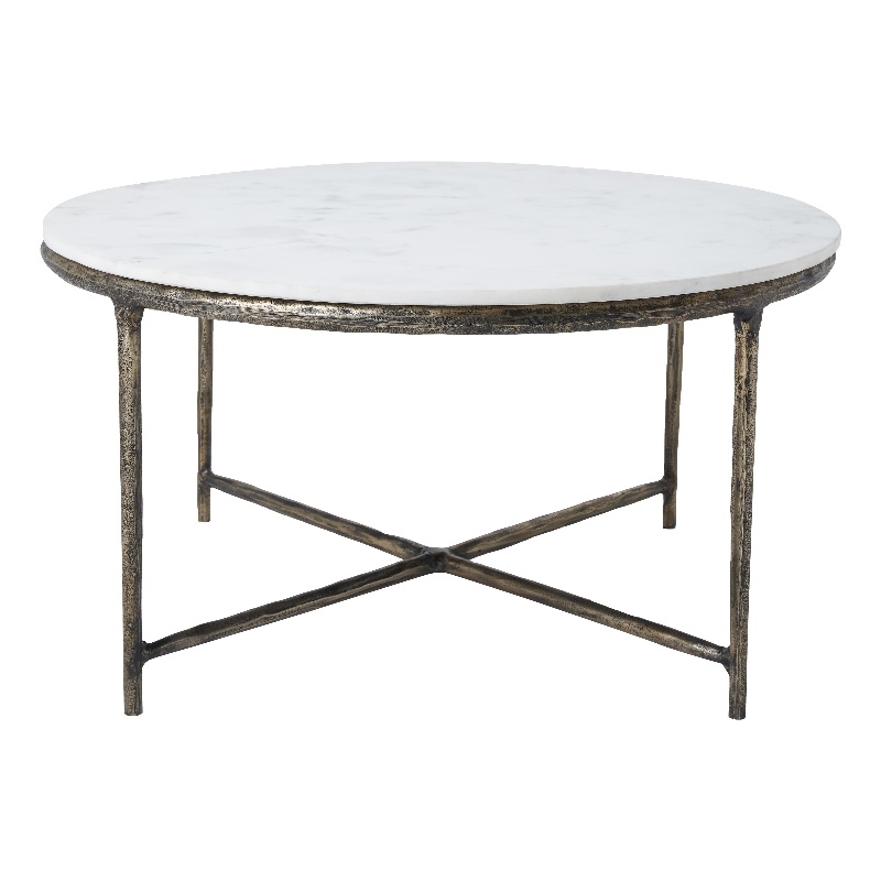 Pearse Indoor Cast Aluminum Coffee Table Antique Brass