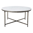 Renwil Pearse Cast Aluminum Indoor Coffee Table in White/Antique Brass