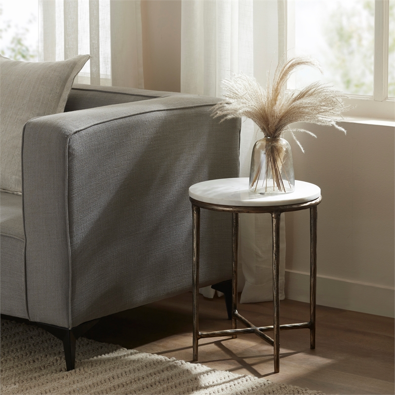 Pearson Indoor Cast Aluminum Side Table Antique Brass