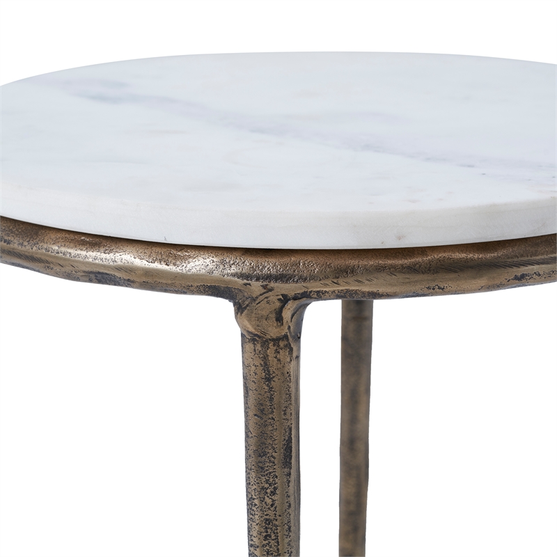 Pearson Indoor Cast Aluminum Side Table Antique Brass