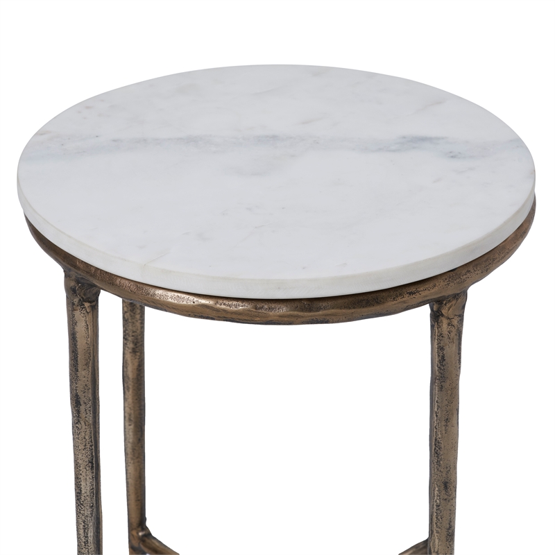 Pearson Indoor Cast Aluminum Side Table Antique Brass