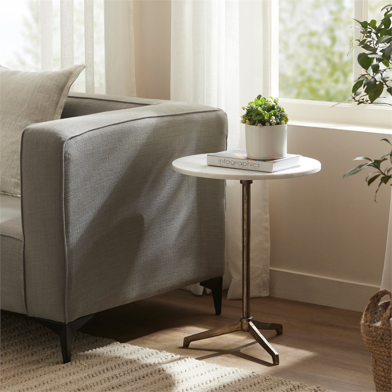 Canning Indoor Cast Aluminum Side Table Antique Brass