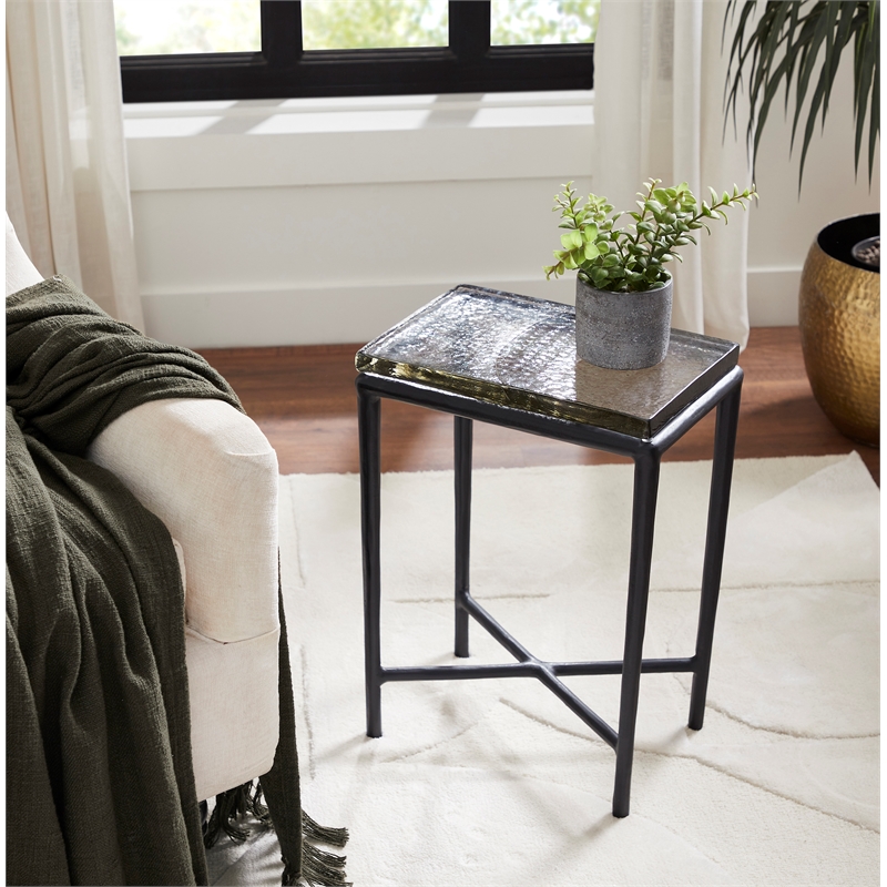 Aria Indoor Cast Aluminum Side Table Black