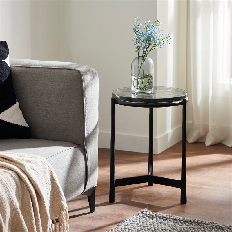 Avila Indoor Cast Aluminum Side Table Black