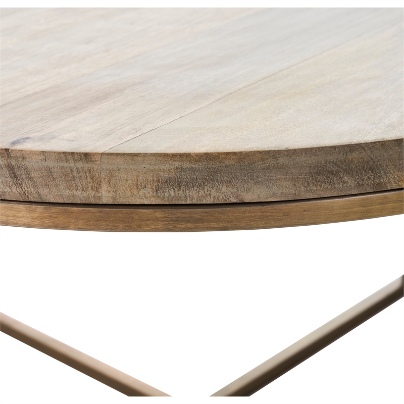 Liana Indoor Mango Wood Table Antique Brass