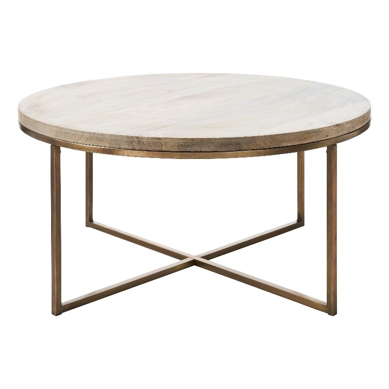 Liana Indoor Mango Wood Table Antique Brass
