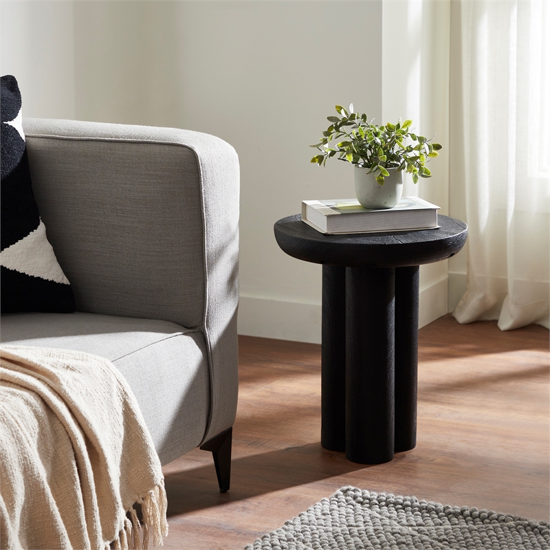 Quintin Indoor Mango Wood Side Table Black