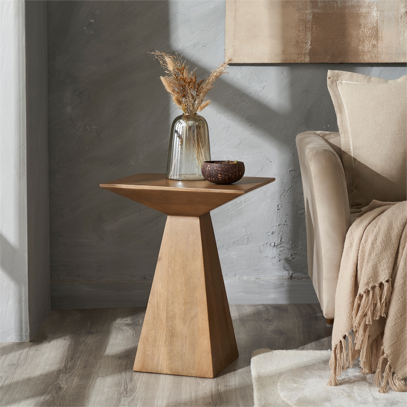 Garnett Indoor Mango Wood Side Table Light Brown