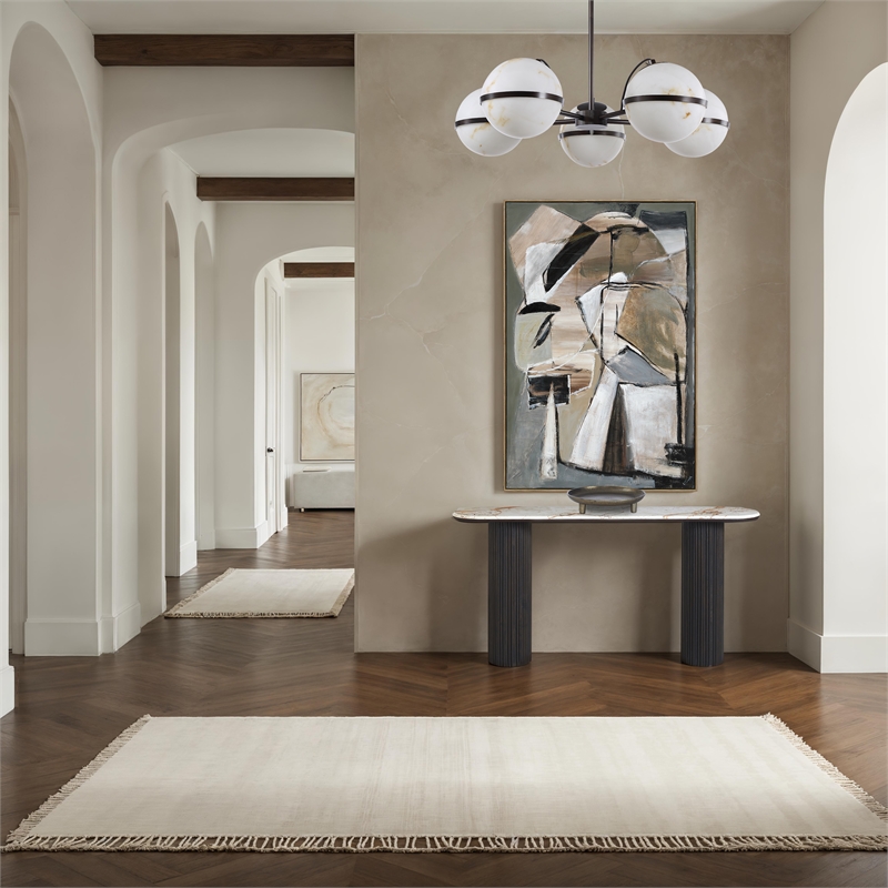 Alessio Indoor Breccia Marble Console Table Walnut