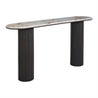 Alessio Indoor Breccia Marble Console Table Walnut