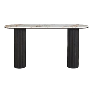 Alessio Indoor Breccia Marble Console Table Walnut