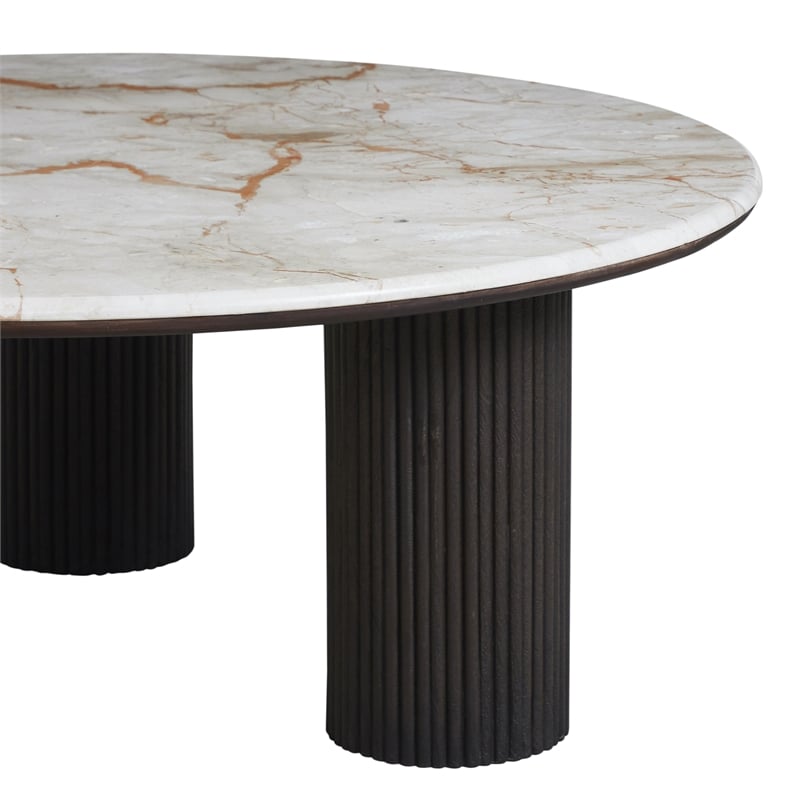 Alessio Indoor Breccia Marble Coffee Table Walnut