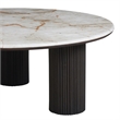 Alessio Indoor Breccia Marble Coffee Table Walnut