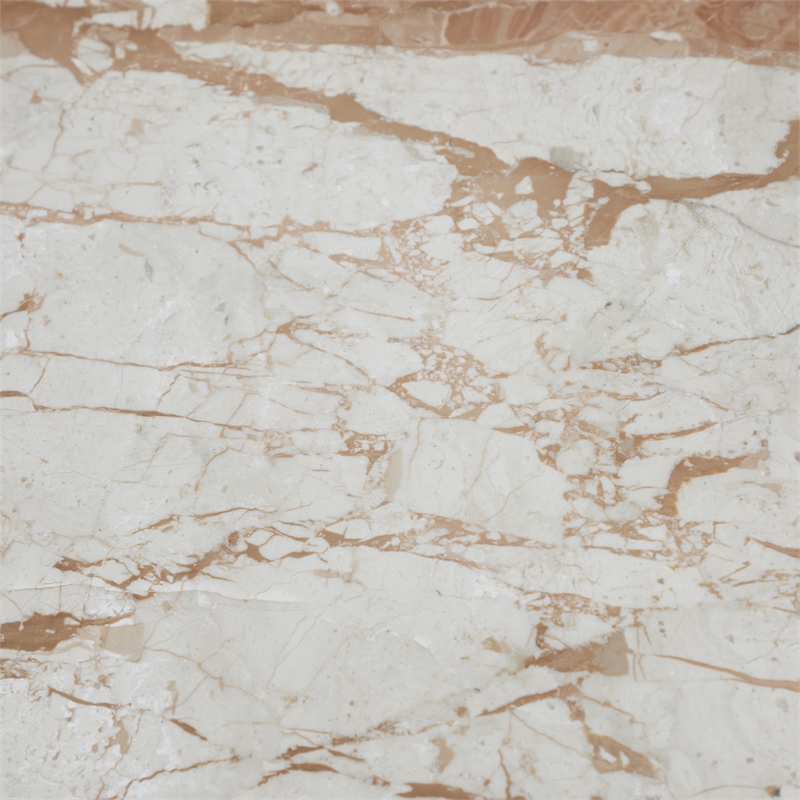 Alessio Indoor Breccia Marble Side Table Walnut