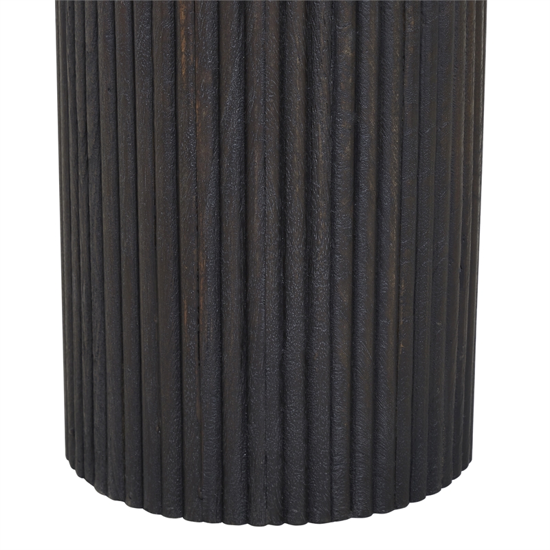 Alessio Indoor Breccia Marble Side Table Walnut