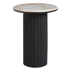 Alessio Indoor Breccia Marble Side Table Walnut