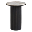 Alessio Indoor Breccia Marble Side Table Walnut