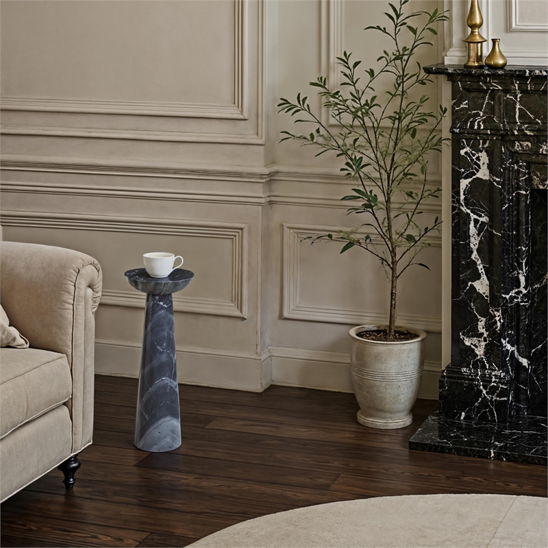 Mercura Indoor Mercury Black  Marble Side Table