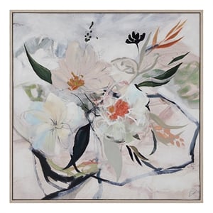 Daye 50&quot Wide Canvas Art with Wood Frame Cream