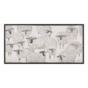 Shah 60&quot Wide Canvas Art with Wood Frame Dark Grey