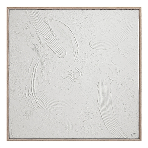 Luz 50&quot Wide Canvas Art with Wood Frame Cream