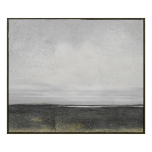Cielo 60&quot Wide Canvas Art with Wood Frame Black Oak