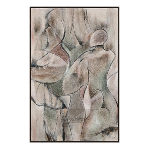 Alloy 40&quot Wide Canvas Art with Wood Frame Black Oak