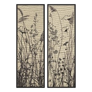 Karolina 15&quot Wide Canvas Art with Wood Frame Black (2 Piece Set)