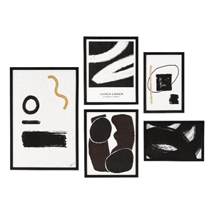 Carife 5 Piece Wide Wall Art Black
