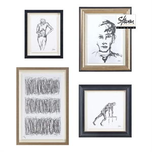 Studio Line - Sketch 4 Piece Wide Wall Art Black