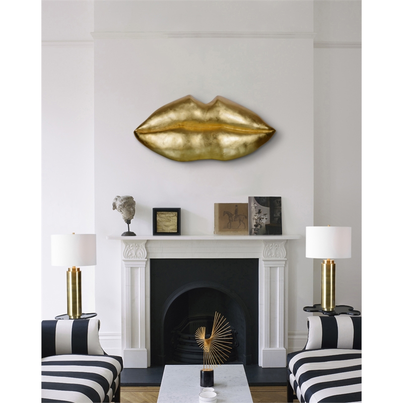 Renwil Kiss Kiss Frameless Resin Wall Art in Gold Leaf Finish