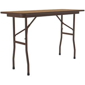 Correll 18&quotW x 48&quotD Melamine Top Folding Table in Medium Oak