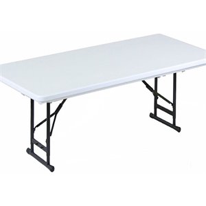Correll 17-27&quotH Adj. Heavy Duty Plastic Blow-Molded Folding Table Gray Granite